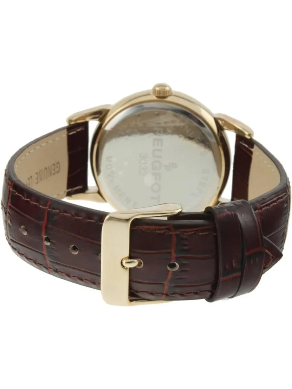 Vintage Moon Phase Leather Dress Watch - 14K Gold Plated Men's Timepiece